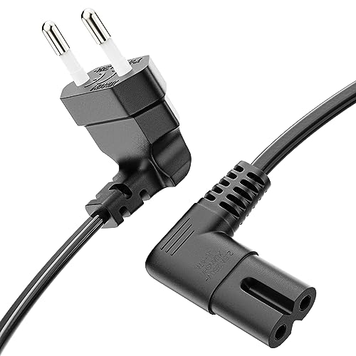 conecto Strom-Kabel, Euro-Stecker 90° auf C7 IEC-Buchse 90°, Euro-Netzkabel für Haushaltsgeräte, 1.00m, schwarz von conecto