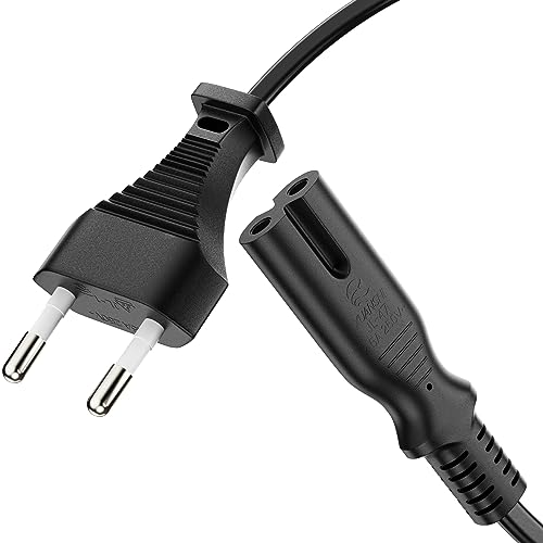 conecto Strom-Kabel, Euro-Stecker gerade auf C7 IEC-Buchse gerade, Euro-Netzkabel für Haushaltsgeräte, 2.00m, schwarz von conecto