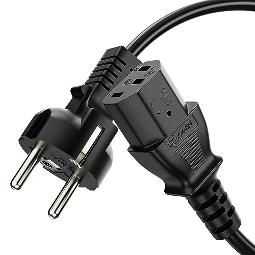 conecto Strom-Kabel, Schutzkontakt-Stecker gerade auf C13 IEC-Buchse gerade, Kaltgeräte-Kabel, Euro-Netzkabel für Haushaltsgeräte, 2.00m, schwarz von conecto