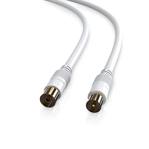 conecto TV-Kabel, Antennen-Kabel, Koaxial-Kabel, IEC-Stecker auf IEC-Buchse, doppelt geschirmt, 1,00m, weiß, 1,00 m von conecto