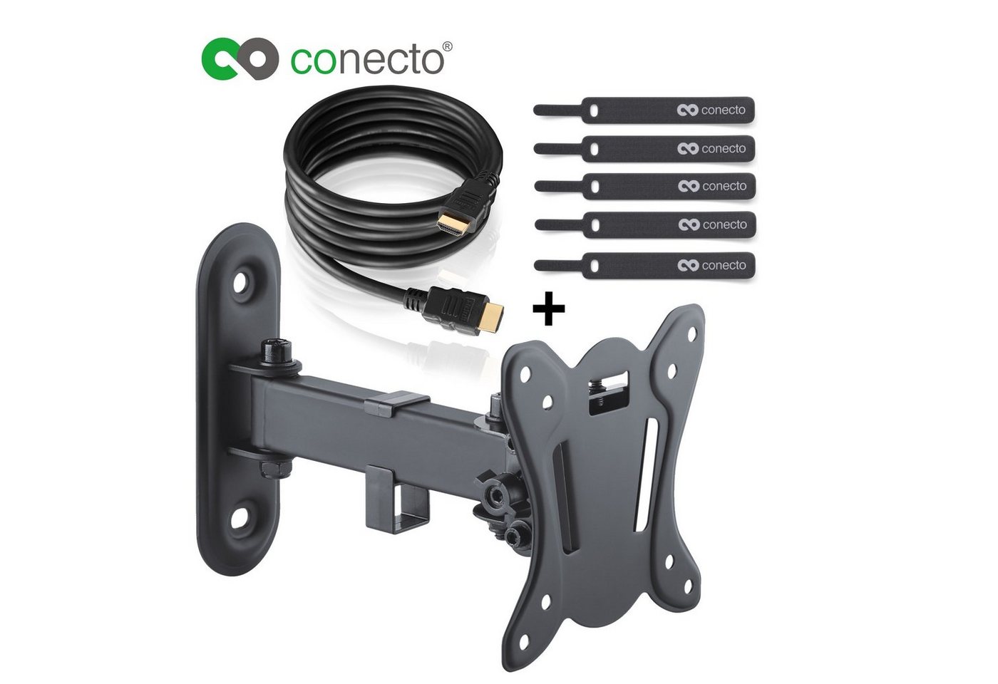 conecto TV Wandhalter für LCD LED Fernseher & Monitor TV-Wandhalterung, (bis 27 Zoll, neigbar, schwenkbar) von conecto