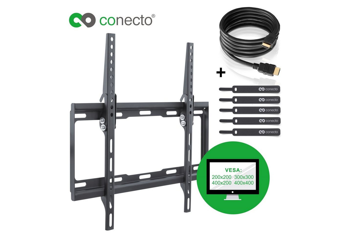 conecto TV Wandhalter für LCD LED Fernseher & Monitor TV-Wandhalterung, (bis 52 Zoll, neigbar) von conecto