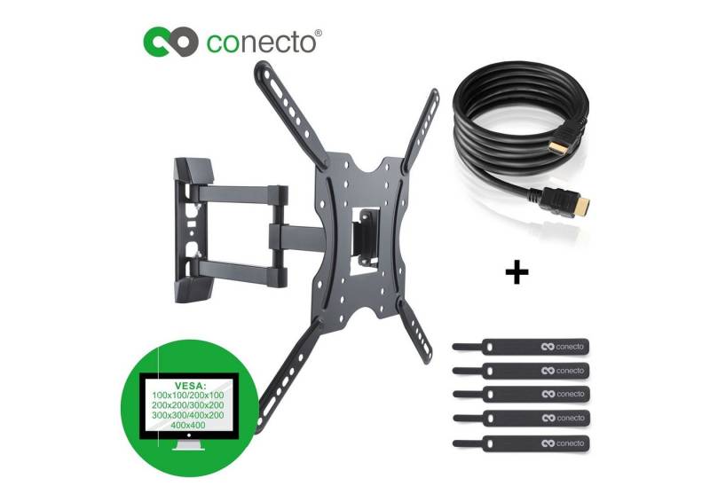 conecto TV Wandhalter für LCD LED Fernseher & Monitor TV-Wandhalterung, (bis 55 Zoll, neigbar, schwenkbar) von conecto