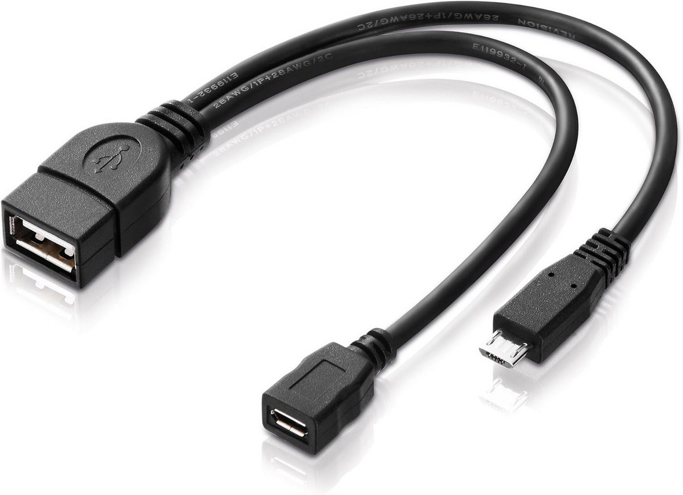 conecto USB-OTG Adapter-Kabel Micro-USB 2.0-Stecker USB-Buchse Typ A + Strom-A USB-Kabel von conecto