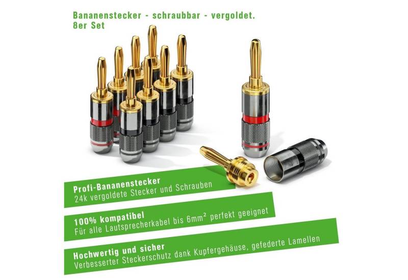 conecto conecto CC50641 Bananenstecker High-End Professionell (100% Kupfer) Audio-Kabel von conecto