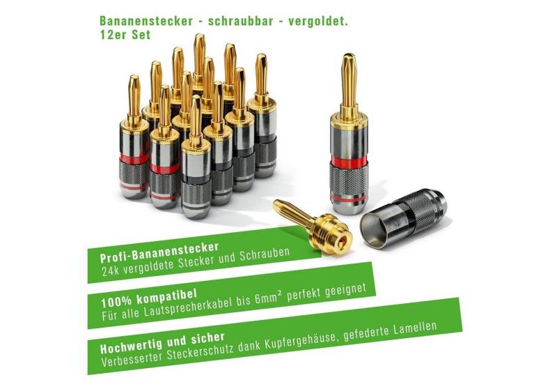 conecto conecto CC50642 Bananenstecker High-End Professionell (100% Kupfer) Audio-Kabel von conecto