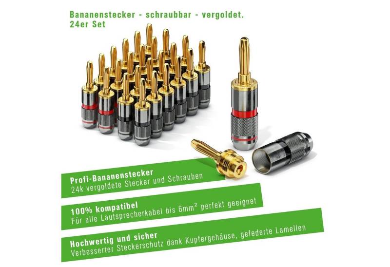 conecto conecto CC50644 Bananenstecker High-End Professionell (100% Kupfer) Audio-Kabel von conecto