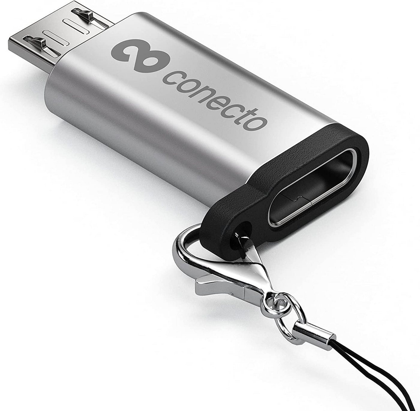 conecto conecto Micro USB auf USB-C Buchse OTG Adapter, alu USB-Kabel von conecto