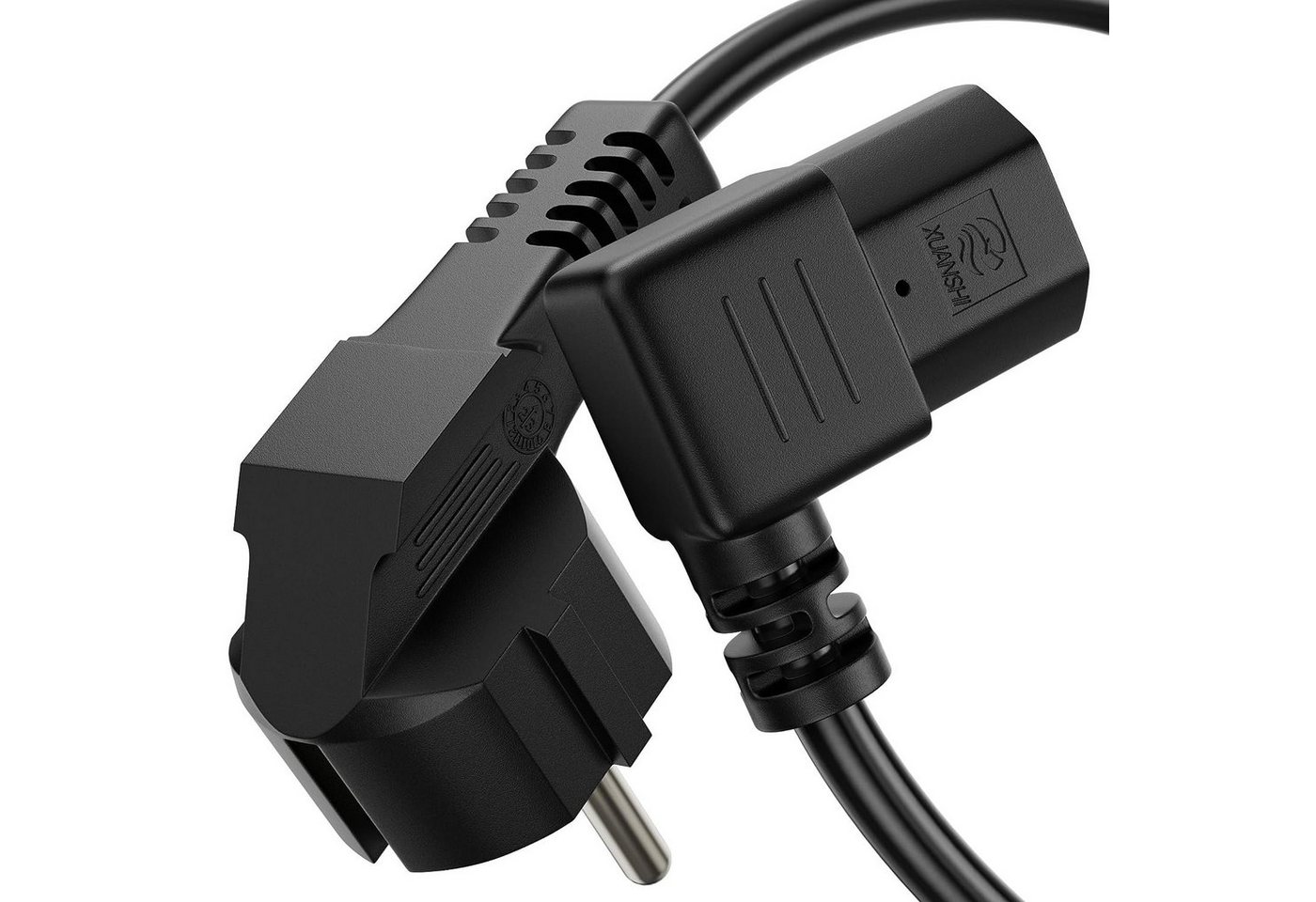 conecto conecto Strom-Kabel, Schutzkontakt-Stecker 90° auf C13 IEC-Buchse Stromkabel, (200 cm) von conecto