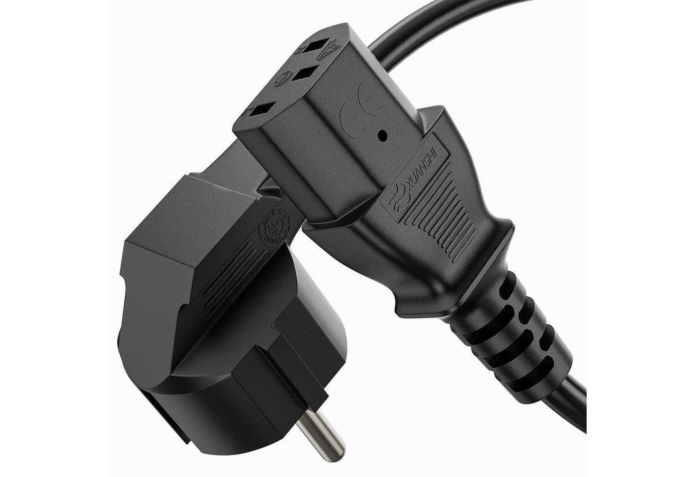 conecto conecto Strom-Kabel, Schutzkontakt-Stecker 90° auf C13 IEC-Buchse Stromkabel, (200 cm) von conecto