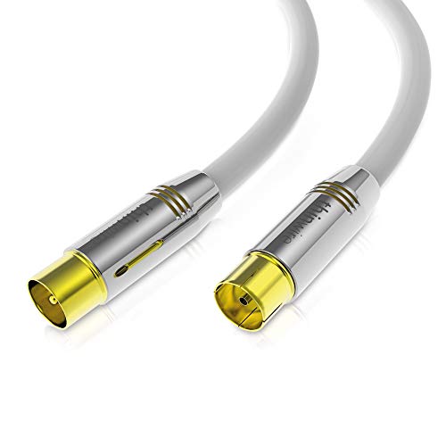 conecto thinwire Premium HDTV Antennenkabel (Koaxialkabel, Koax-Stecker - Koax-Kupplung), Metall, vergoldet, weiß 3,00m von conecto