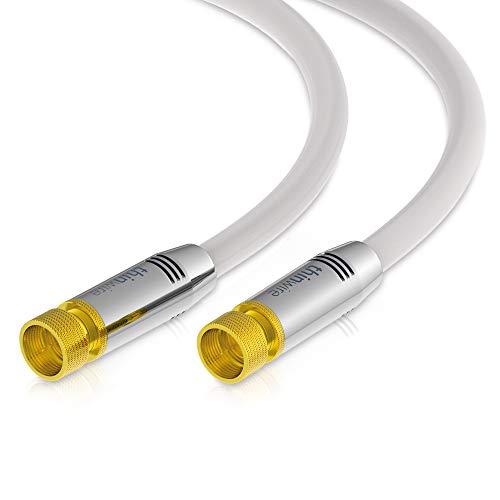 conecto thinwire Premium HDTV SAT Anschlusskabel (Koaxialkabel, F-Stecker - F-Stecker), Metall, vergoldet, weiß 2,00m von conecto