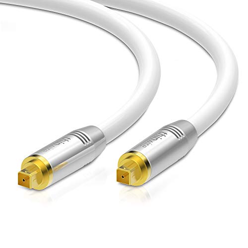 conecto thinwire Premium Toslink Kabel (TOSLINK Stecker - TOSLINK Stecker), Metall, vergoldet, weiß 2,00m von conecto