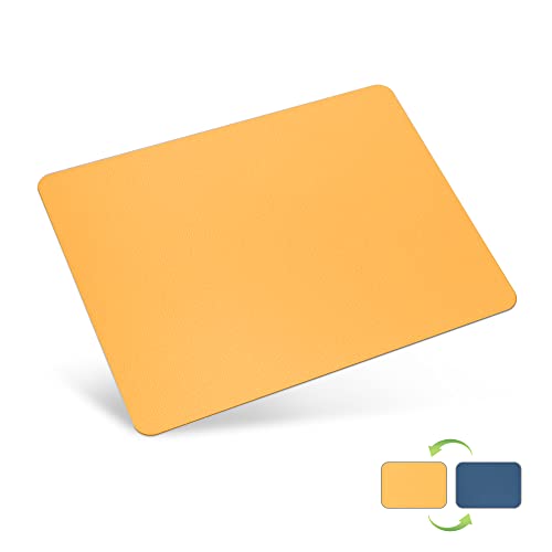 conisy Mauspad Leder, 30x25cm Mousepad, Wasserdicht Doppelseitige Mausunterlage für Büro zu Hause PC, Computer und Laptop (Gelb & Navy blau) von conisy