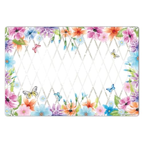 Schreibtischunterlage 60 x 40 cm, Blumen, Aquarell, Blüten, floral, bunt, Schreibtisch-Matte aus hochwertigem Vinyl, Geschenk Einschulung, Schmetterlinge, Made in Germany, BPA-frei | Design: “Flowers“ von contento