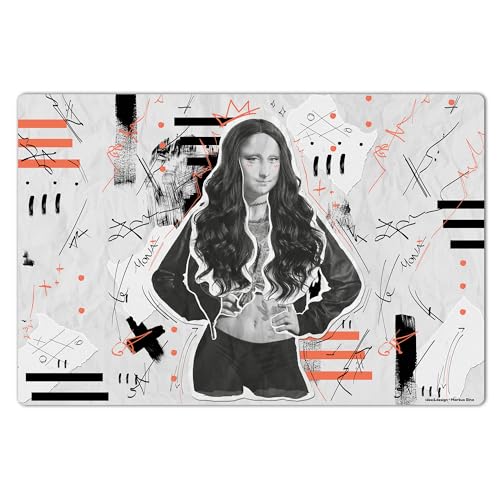 Schreibtischunterlage 60 x 40 cm, Street-Art, Urban-Art, Pop Art, Schreibunterlage aus hochwertigem Vinyl, Schreibtisch-Unterlage, Graffiti, Made in Germany, BPA-frei | Design: “Mona Lisa Scribble“ von contento