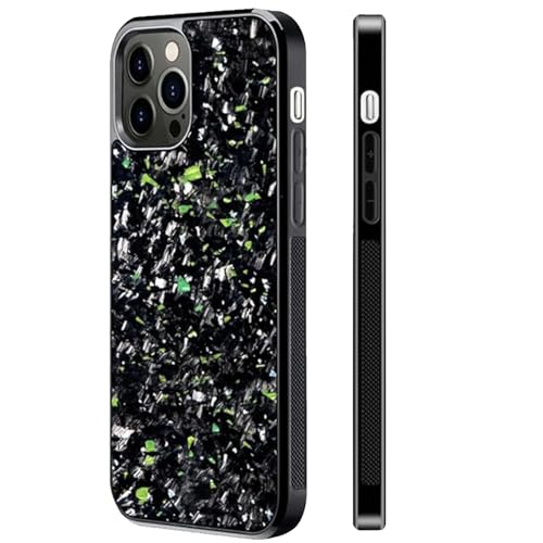 cookx Forged Carbon Fiber Phone Case,Magnetic Case Cover für iPhone,Schutzhülle,Unterstützt Drahtloses Laden (für iPhone 14 Pro Max,Green) von cookx