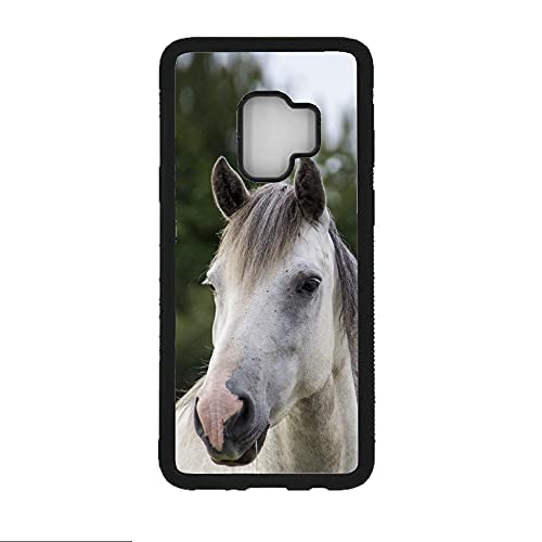 coque-personnalisable Hülle für Samsung Galaxy S9 White Horse Hülle - Pferdekopf - Schwarze weiche TPU Hülle (Galaxy S9) von coque-personnalisable