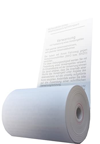 coreless - Thermorollen mit StVO-Verwarnung - 50 Stück - Rolle aus Thermopapier à 57 x 40 x 12mm - plastikfrei von coreless