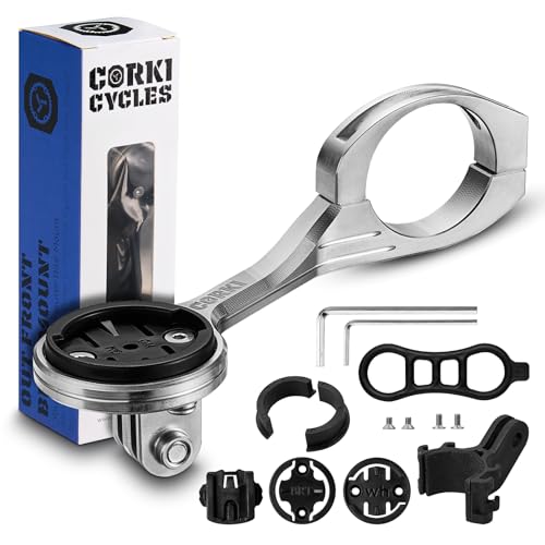 corki Cycles Titanium Extend Bike Out Front Combo Computer Mount Adapter für Garmin (Titanium - Front Mount) von corki