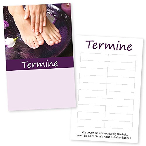 1.000 Fußpflege-Nagel-Terminkarten HAND & FUß mit 10 Terminfeldern und Stempelfläche auf der Vorderseite von cosmeticPlus