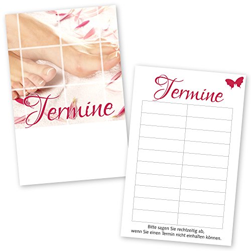 100 Fußpflege – Terminkarten PINK LADY mit 10 Terminfeldern und Stempelfläche auf der Vorderseite von cosmeticPlus