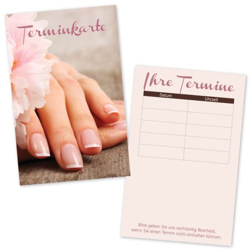 100 Nagelstudio – Terminkarten NATURAL NAILS mit 5 Terminfeldern von cosmeticPlus