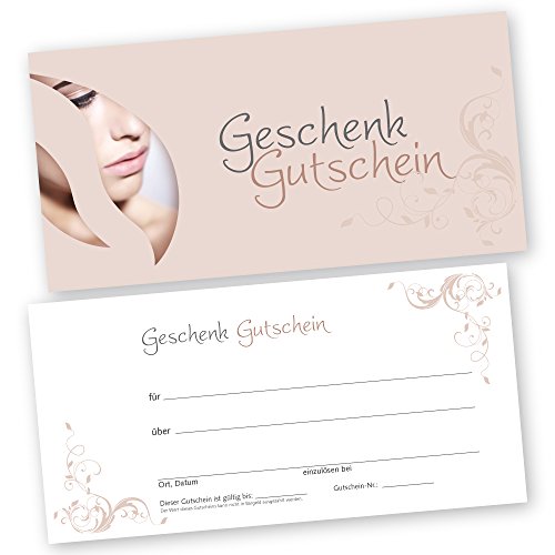 50 Kosmetikstudio – Gutscheinkarten NUDE mit weißtransparenten Umschlägen Gutscheine Geschenkgutscheine von cosmeticPlus