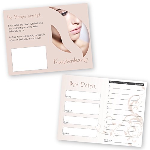 50 Kosmetikstudio - Kundenkarten NUDE mit 10 Feldern und Bonusfeld von cosmeticPlus