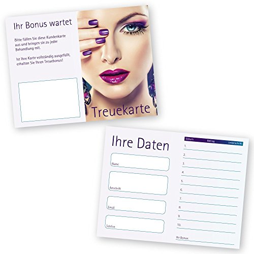 50 Kosmetikstudio - Kundenkarten STYLING mit 10 Feldern und Bonusfeld von cosmeticPlus