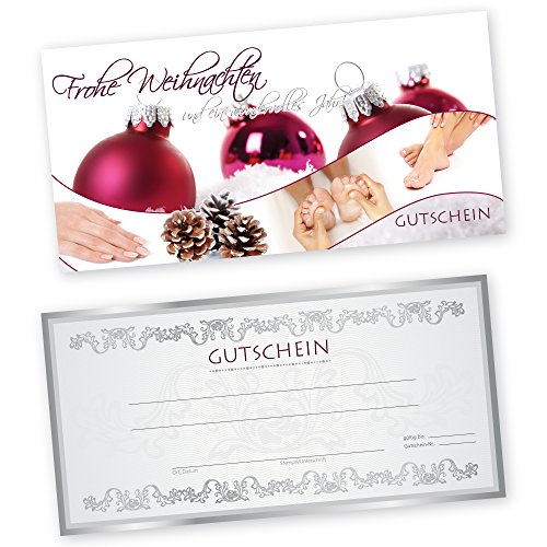 50 Weihnachtsgutscheine Gutscheinkarten XMAS RED HAND & FUß für Nagelstudio Gutscheine Geschenkgutscheine von cosmeticPlus