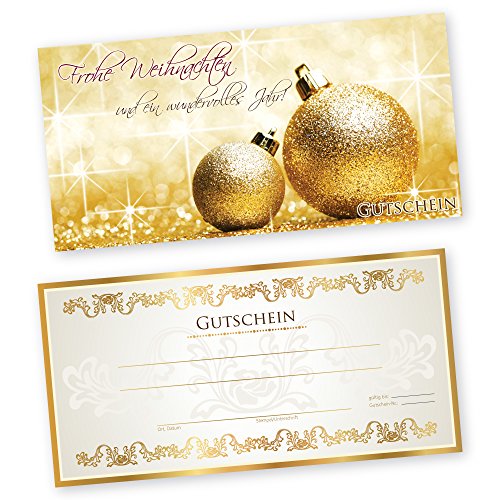 cosmeticPlus 50 Weihnachtsgutscheine Gutscheinkarten XMAS GOLD 1 Gutscheine Geschenkgutscheine Gutscheinkarten von cosmeticPlus
