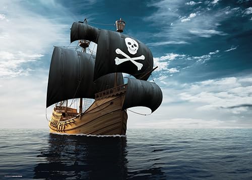 Schreibtischubterlage abwaschbar - Piratenschiff - 70 x 50 cm - Schreibunterlage aus premium Vinyl - Made in Germany von coveryourdesk www.cover-your-desk.de