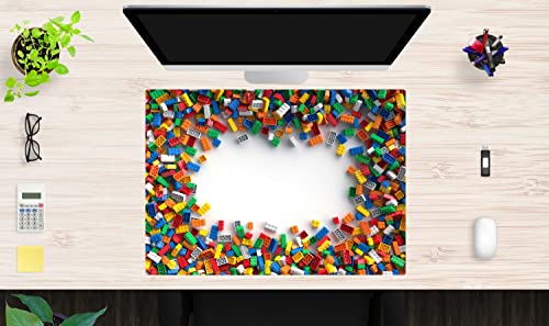 Schreibtischunterlage für Kinder – Legoteile – Schreibunterlage aus Premium Vinyl – Made in Germany (70 x 50 cm) von coveryourdesk www.cover-your-desk.de
