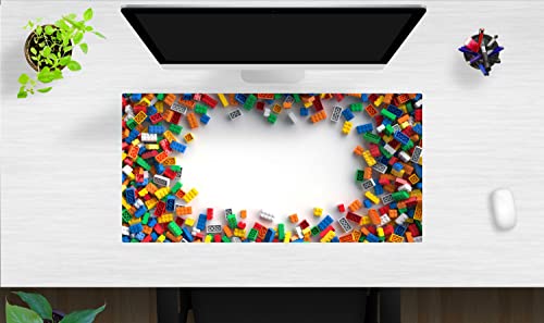 Schreibtischunterlage – Legoteile – 80 x 40 cm – Schreibunterlage aus Premium Vinyl – Made in Germany von coveryourdesk www.cover-your-desk.de