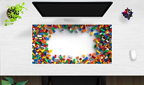 Schreibtischunterlage für Kinder – Legoteile – Schreibunterlage aus Premium Vinyl – Made in Germany (80 x 40 cm) von coveryourdesk www.cover-your-desk.de