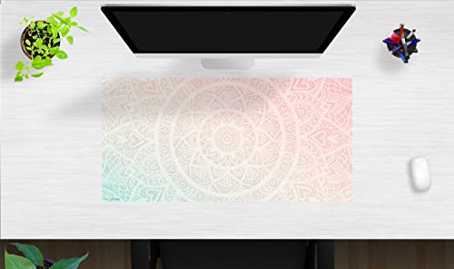 Schreibtischunterlage für Kinder und Erwachsene - Mandala rot-grün - aus premium Vinyl - in verschiedenen Größen - Made in Germany (80 x 40 cm) von coveryourdesk www.cover-your-desk.de