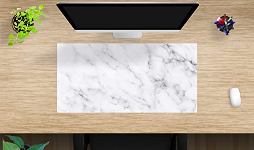 Schreibtischunterlage - Prachtvoller weißer Marmor - aus premium Vinyl - in verschiedenen Größen - Made in Germany (80 x 40 cm) von coveryourdesk www.cover-your-desk.de