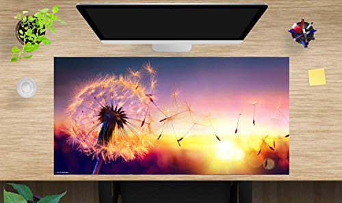 Schreibtischunterlage XXL mit integr. Mousepad – “Pusteblume im Sonnenlicht“ – aus strapazierfähigem Vinyl (Kunststoff) – 100 x 50 – Rutschfeste Schreibunterlage für besten Schutz von coveryourdesk www.cover-your-desk.de