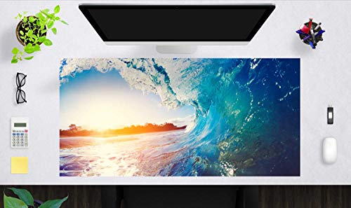 Schreibtischunterlage XXL mit integriertem Mousepad – “Die perfekte Welle“ – aus erstklassigem Vinyl (Kunststoff) – 100 x 50 cm – Rutschfeste Schreibunterlage für besten Schutz – Made in Germany von coveryourdesk www.cover-your-desk.de