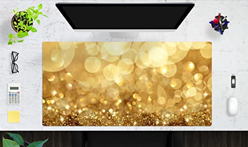Schreibtischunterlage XXL mit integriertem Mousepad – “Glänzendes Gold" – aus strapazierfähigem Vinyl (Kunststoff) – 100 x 50 – Rutschfeste Schreibunterlage für besten Schutz – Made in Germany von coveryourdesk www.cover-your-desk.de