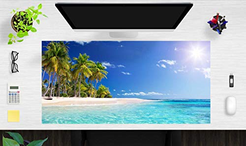 Schreibtischunterlage XXL mit integriertem Mousepad – “Urlaub am Meer“ – aus erstklassigem Vinyl (Kunststoff) – 100 x 50 cm – Rutschfeste Tischmatte mit bestem Schutz – Made in Germany von coveryourdesk www.cover-your-desk.de