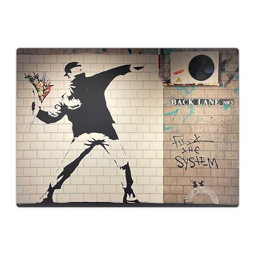 Schreibtischunterlage abwaschbar – 70x50 cm – Banksy – flower thrower subway station – aus premium vinyl – Made in Germany von coveryourdesk www.cover-your-desk.de