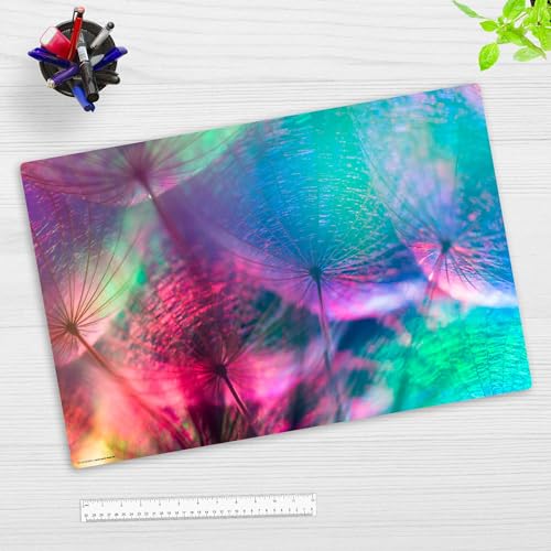 Schreibtischunterlage abwaschbar - Pusteblume im Farbspiel - aus premium Vinyl - in verschiedenen Größen - Made in Germany (60 x 40 cm) von coveryourdesk www.cover-your-desk.de