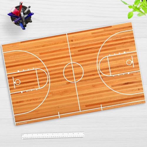 Schreibtischunterlage für Kinder und Erwachsene – “Basketball Court“ – aus erstklassigem, strapazierfähigem Vinyl (Kunststoff -BPA frei) – 64 x 40 cm – Made in Germany von coveryourdesk www.cover-your-desk.de