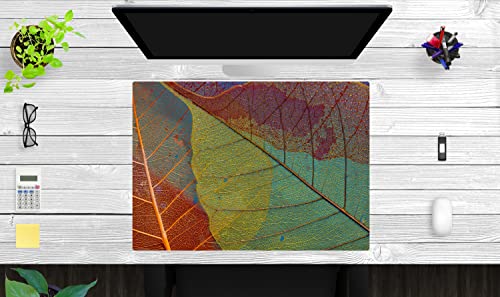 Schreibtischunterlage für Kinder und Erwachsene – “Blattadern in Herbstfarben" – aus erstklassigem, strapazierfähigem Vinyl (Kunststoff -BPA frei) – 70 x 50 cm – Made in Germany von coveryourdesk www.cover-your-desk.de