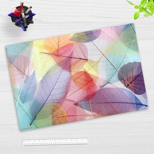 Schreibtischunterlage für Kinder und Erwachsene – “Bunte Blätter auf Leuchttisch" – aus erstklassigem, strapazierfähigem Vinyl (Kunststoff -BPA frei) – 60 x 40 cm – Made in Germany von coveryourdesk www.cover-your-desk.de