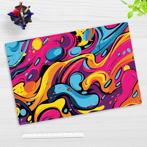 Schreibtischunterlage für Kinder und Erwachsene - Buntes Graffiti - 60 x 40 cm - aus hochwertigem Vinyl - Made in Germany von coveryourdesk www.cover-your-desk.de