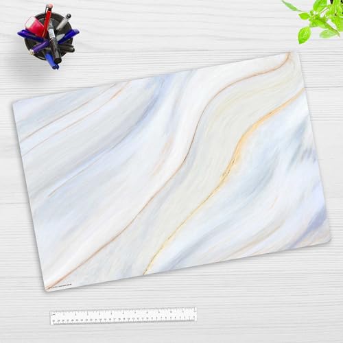 Schreibtischunterlage für Kinder und Erwachsene – “Cremefarbene Marmorierung“ – aus erstklassigem Vinyl (Kunststoff) – 60 x 40 cm – Rutschfeste Schreibunterlage – Made in Germany von coveryourdesk www.cover-your-desk.de