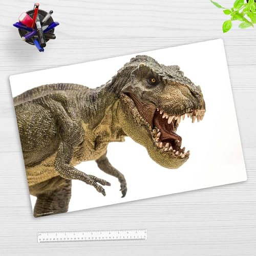 Schreibtischunterlage für Kinder und Erwachsene – “Dinosaurier Tyrannosaurus Dino“ – aus erstklassigem, strapazierfähigem Vinyl (Kunststoff -BPA frei) – 60 x 40 cm – Made in Germany von coveryourdesk www.cover-your-desk.de